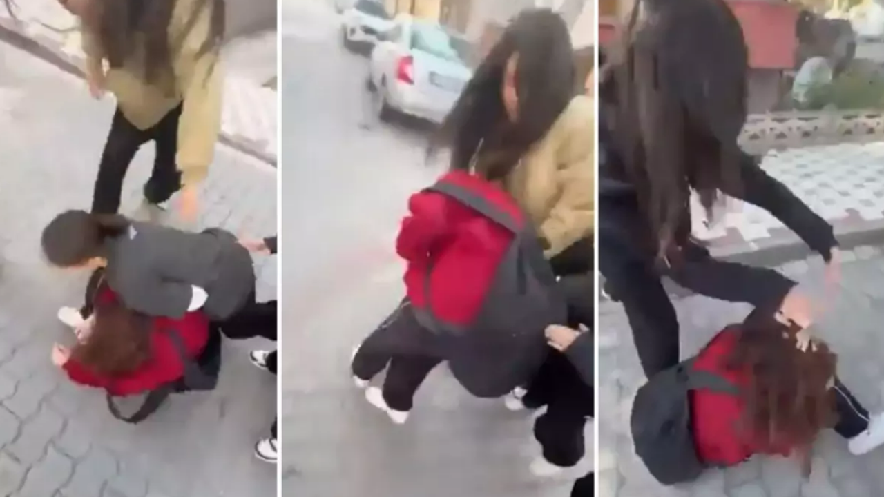 Okul çıkışında şok olay: Kız öğrenciler birbirine girdi!