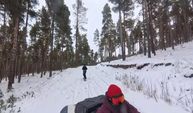 Sarıkamış'ta ATV’li snowboard şovu!