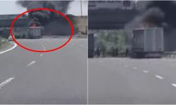 Yolunda giderken ateşler içinde kaldı! Koca TIR alev topuna döndü