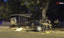 Ağaca çarpan araç ikiye bölündü! Sürücü hayatını kaybetti
