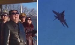 Kim Jong-un, savaş uçaklarının gösterisini izlediği anlar olay oldu!