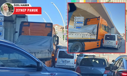 Ankara'da tır, kör noktasına giren otomobile çarptı