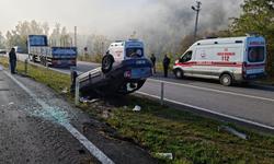 Zonguldak-Ankara karayolunda araç takla attı: 2 yaralı