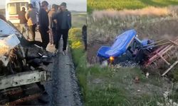 Feci kaza: Minibüs ile traktör çarpıştı