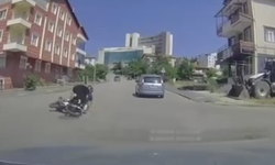 Elmadağ'daki motosiklet kazası araç kamerasına yansıdı
