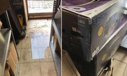 ASKİ tarafından yapılan çalışma sırasında mağazayı su bastı