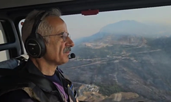 Bakan Uraloğlu, helikopterle yangın sahasını havadan gözlemledi!