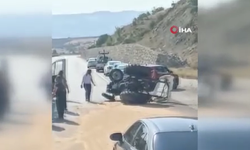 Kalecik’te buğday yüklü traktör devrildi