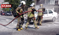 Mamak Okullar Caddesi'nde araç yandı