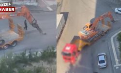 Keçiören'de yokuşu çıkamayan tır, yolu delik deşik etti
