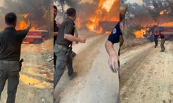 Çanakkale’deki orman yangınında itfaiye aracı yanınca ekipler canını zor kurtardı