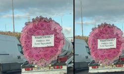 Ankara trafiğinde ilginç anlar! Dev çiçek görüntüsü gündem oldu