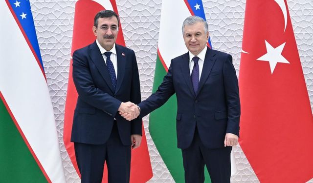 Cumhurbaşkanı Yardımcısı Yılmaz, Özbekistan Cumhurbaşkanı Mirziyoyev ile bir araya geldi
