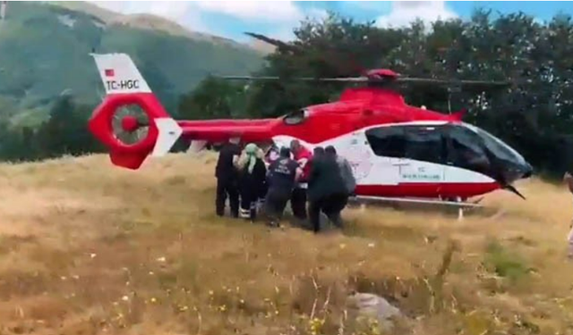 Dağlık alanda kriz geçiren hasta ambulans helikopterle kurtarıldı