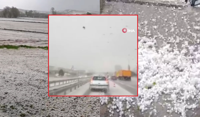 Polatlı’da dolu yağışı aniden bastırdı! Trafik felç oldu