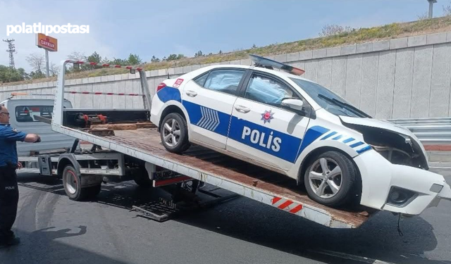 Ankara'da trafik ekip aracı kaza yaptı! 1 polis yaralandı