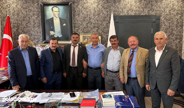 Çamlıdere'de Muhtarlar Derneği'nin yeni yönetiminden Başkan Ceylan'a ziyaret