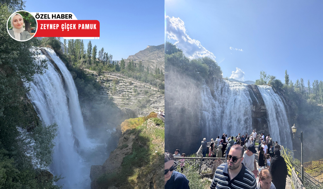 Türkiye'nin en büyüğü Avrupa'nın üçüncüsü! Tortum Şelalesi ziyaretçi akınına uğradı