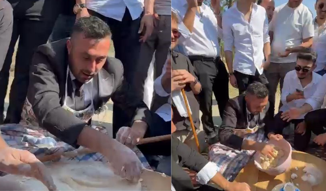 Konvoyu durdurdular, damat hamur açtı!