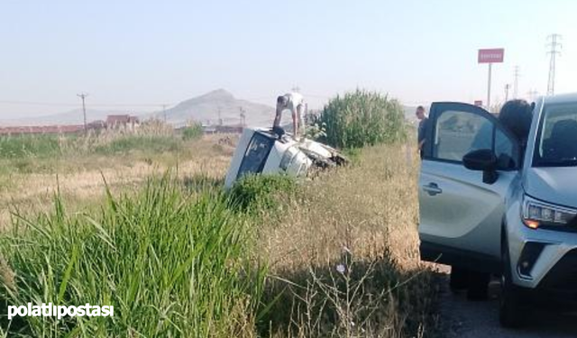 Polatlı 115 mevkiinde minibüs dereye uçtu!