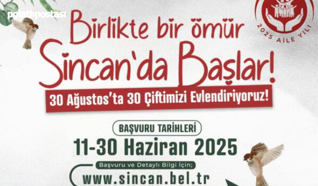 Sincan Belediyesi'nden 30 Ağustos'ta anlamlı toplu nikâh töreni: 30 çift hayatlarını birleştirecek!