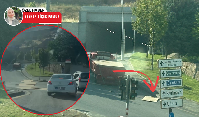 Ankara’da facia kıl payı atlatıldı! Kamyonun MDF yükü yola savruldu