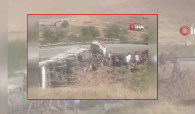 Ankara'da feci kaza! Devrilen kamyon toprak zemine gömüldü