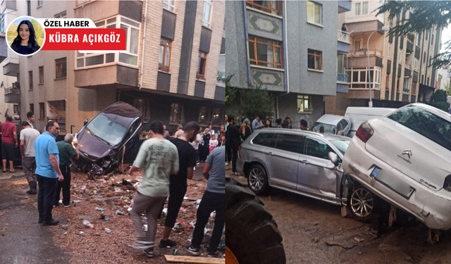 Keçiören'de kıyamet gibi sel: Araçlar üst üste çıktı!