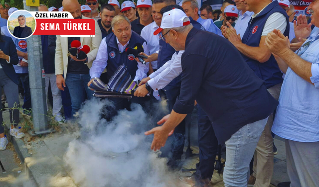 Memurlar taleplerini dumanla iletti!