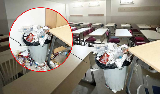 Başkentte okul skandalı! Çöplerle dolu sınıflarda eğitim tepki çekti