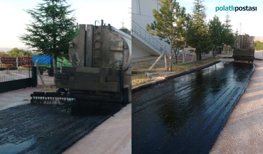 Şereflikoçhisar Belediyesi yollara sathi kaplama yapıyor!