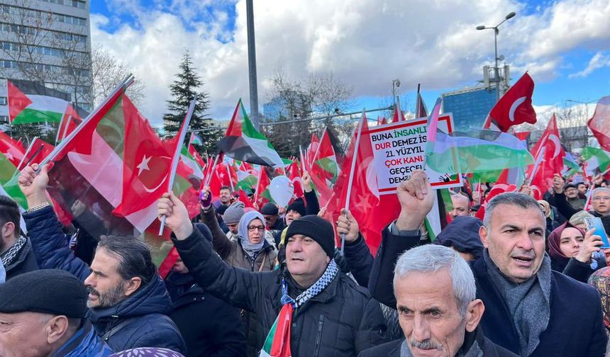 Beypazarı ayağa kalktı: İsrail'e karşı yürüyüş yaptılar