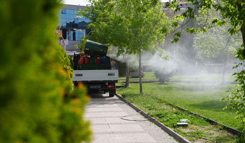 Gölbaşı Belediyesi'nden sivrisinek ve haşerelere karşı ilaçlama