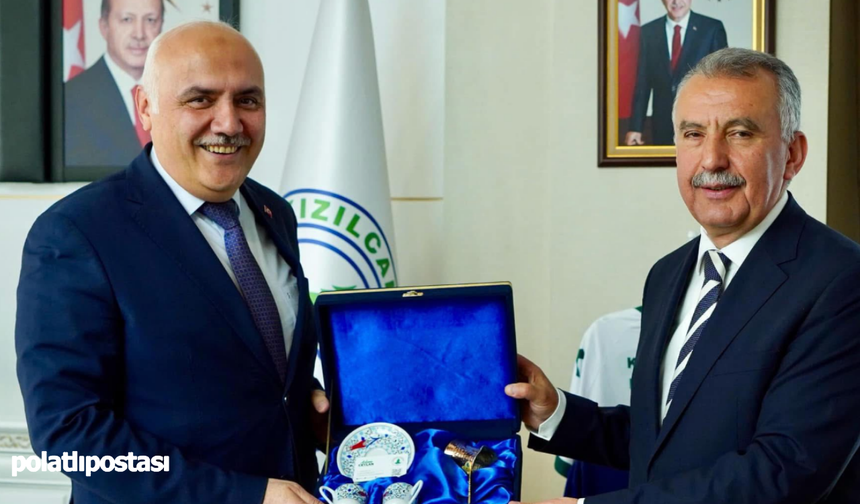 Çamlıdere Belediye Başkanı Ceylan'dan Kızılcahamam Belediye Başkanı Acar'a ziyaret