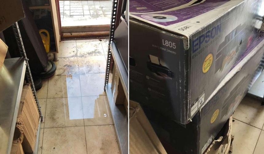 ASKİ tarafından yapılan çalışma sırasında mağazayı su bastı