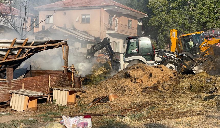 Kızılcahamam’da besi çiftliğinde yangın