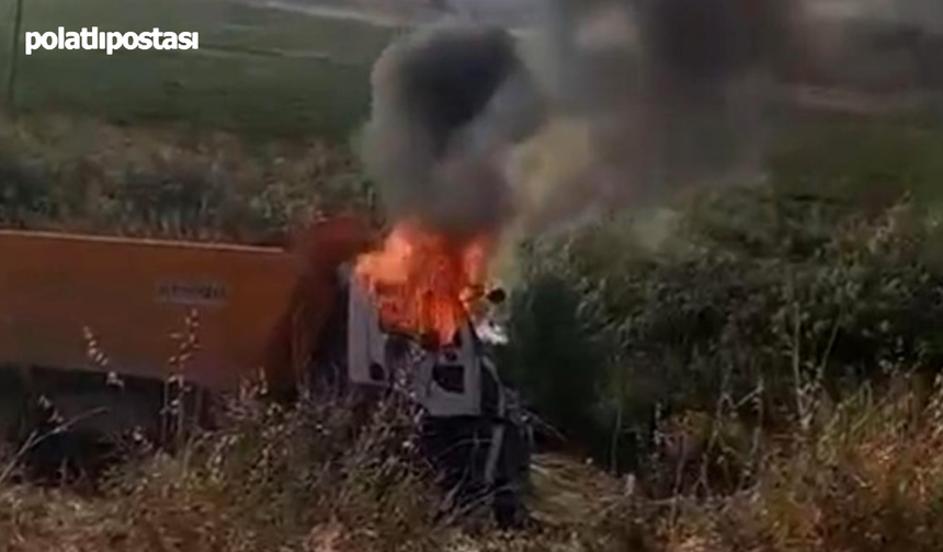 Takla atan kamyonun sürücüsü yanarak hayatını kaybetti