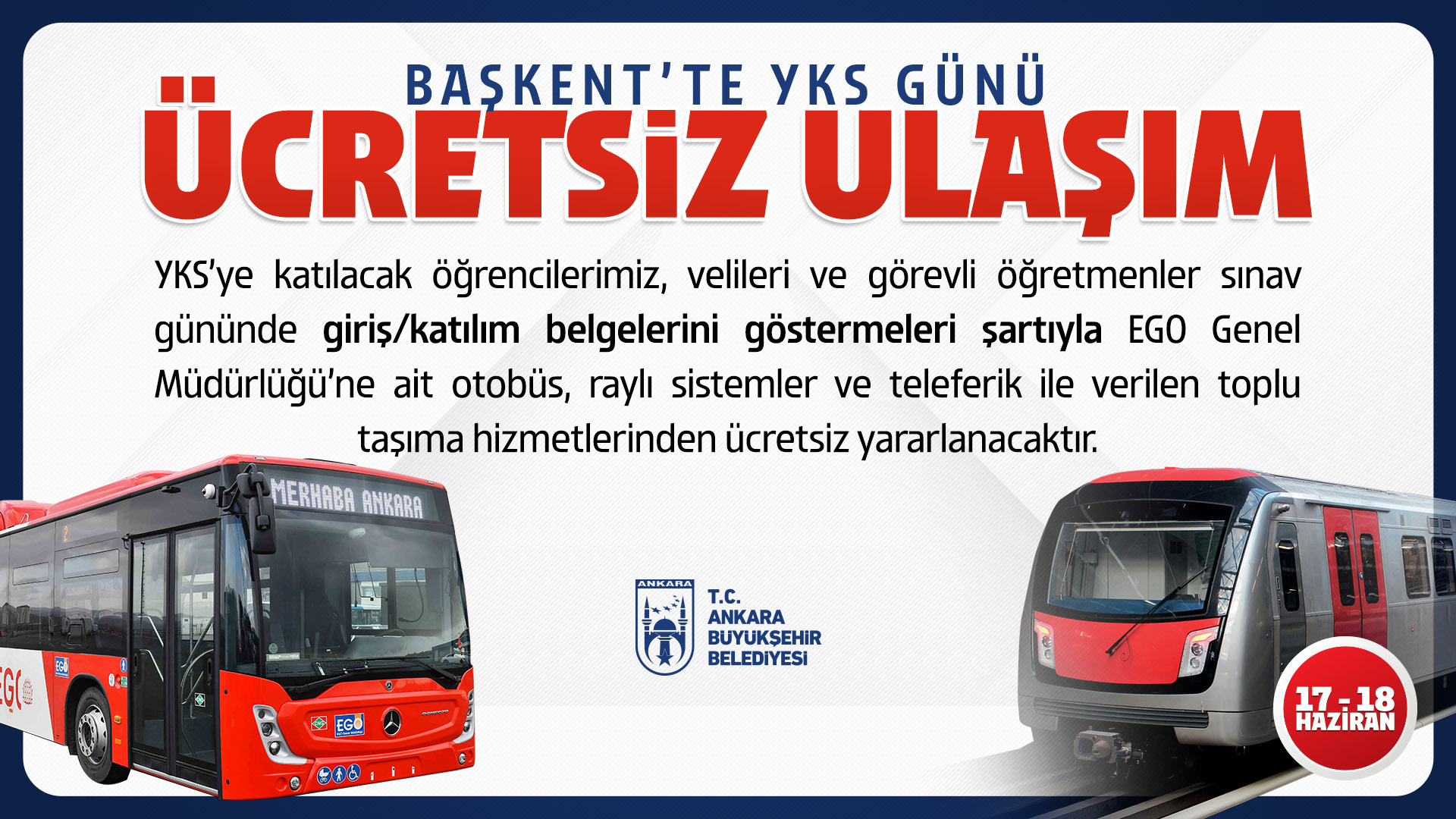 YKS’ye girecek öğrencilere ulaşım ücretsiz! (2)