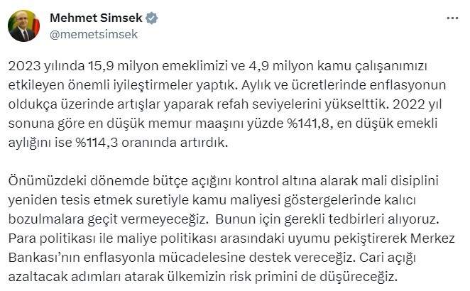 Bakan Şimşek'ten bütçe açığı ile ilgili açıklamalar-1