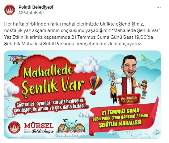 “Mahallede Şenlik Var” programı yarın Şehitlik Mahallesinde (1)-1