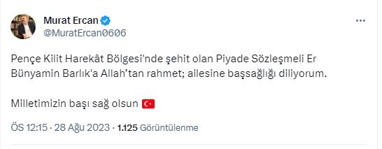 Başkan Murat Ercan’dan taziye mesajı (2)