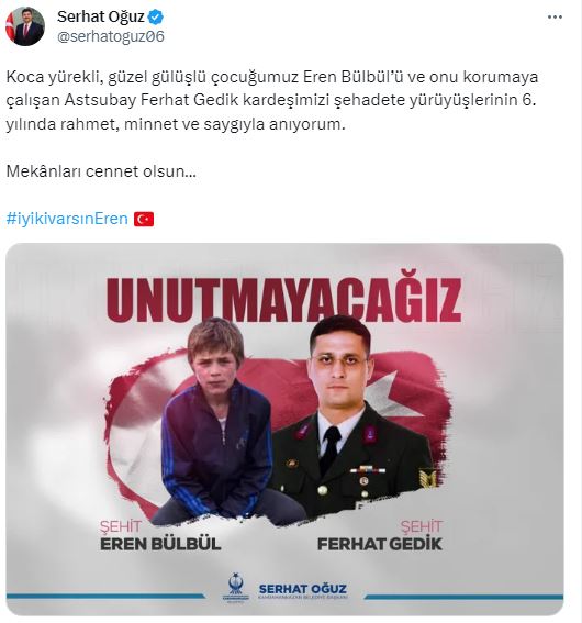 Başkan Oğuz’dan Eren Bülbül ve Ferhat Gedik paylaşımı (1)