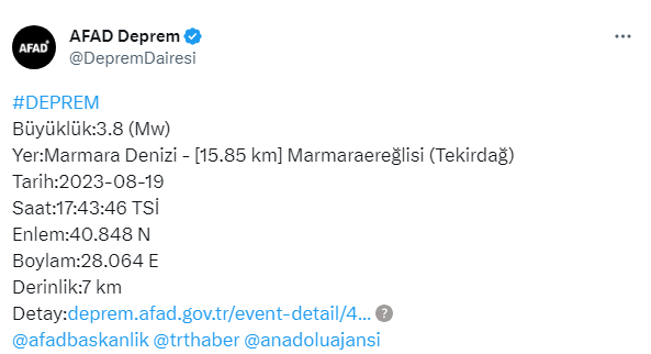 Marmara Denizi’nde korkutan deprem! (1)