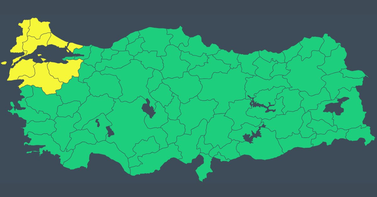 Meteoroloji uyardı. 7 il için sarı kodlu harita yayınladı.-1