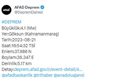 SON DAKİKA- Kahramanmaraş’ta korkutan deprem! (1)