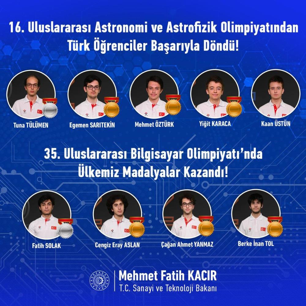 Bakan Kacır, olimpiyatlarda madalya kazanan öğrencileri tebrik etti-1