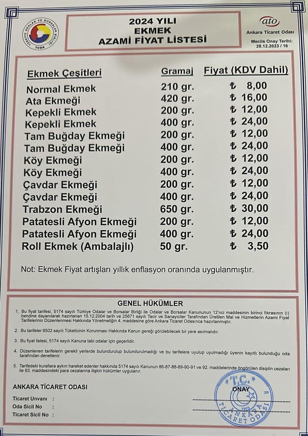 Ankara Ekmek Zamm