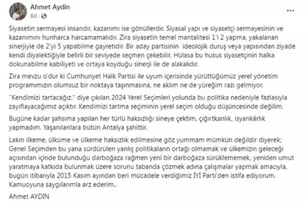 CHP'nin iş birliği teklifinin reddeden İYİ Parti'den ilk istifa geldi (1)