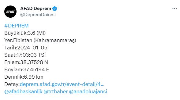 Afad Duyurdu Kahramanmaraş’ta Korkutan Deprem! (2)