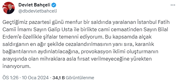 Devlet Bahçeli’den ‘Imam Saldırganı’ Hakkında Ilk Açıklama Geldi! (1)